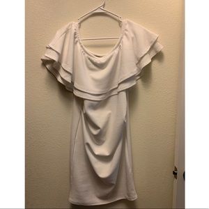 White off the shoulder maternity dress